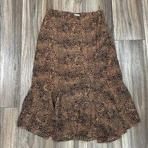 West of Melrose Elegant Brown Leopard Print A-Line Skirt